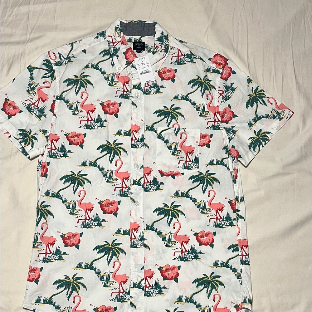 J Crew Tropical Flamingo Print Men's Shirt